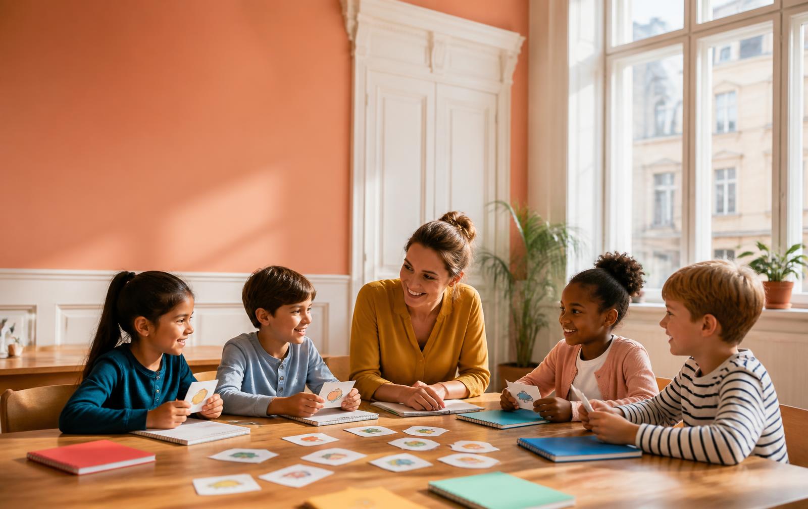 Volksschulkinder lernen gemeinsam spielerisch Englisch